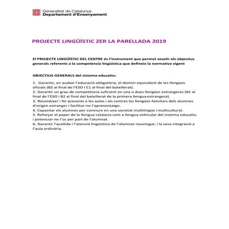 Projecte lingüístic ZER La Parellada