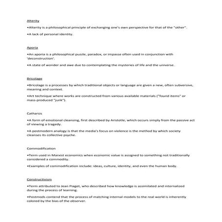 Postmodernism definitions.