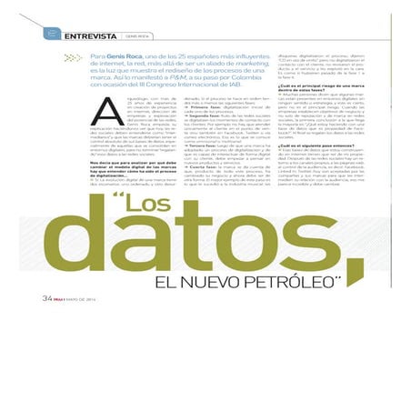 La revista P&M entrevista a Genís Roca 