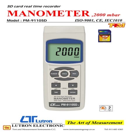 Lutron PM-9110SD Manometer 