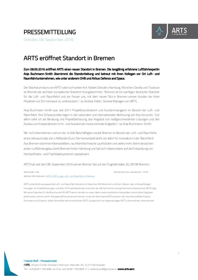 Pressemitteilung Arts Eroffnet Standort In Bremen