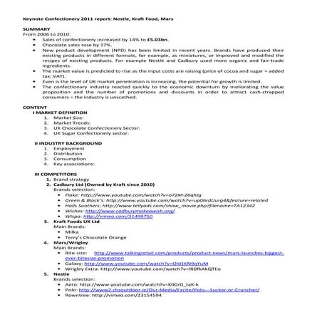 Notes of keynote confectionery 2011 report | PDF