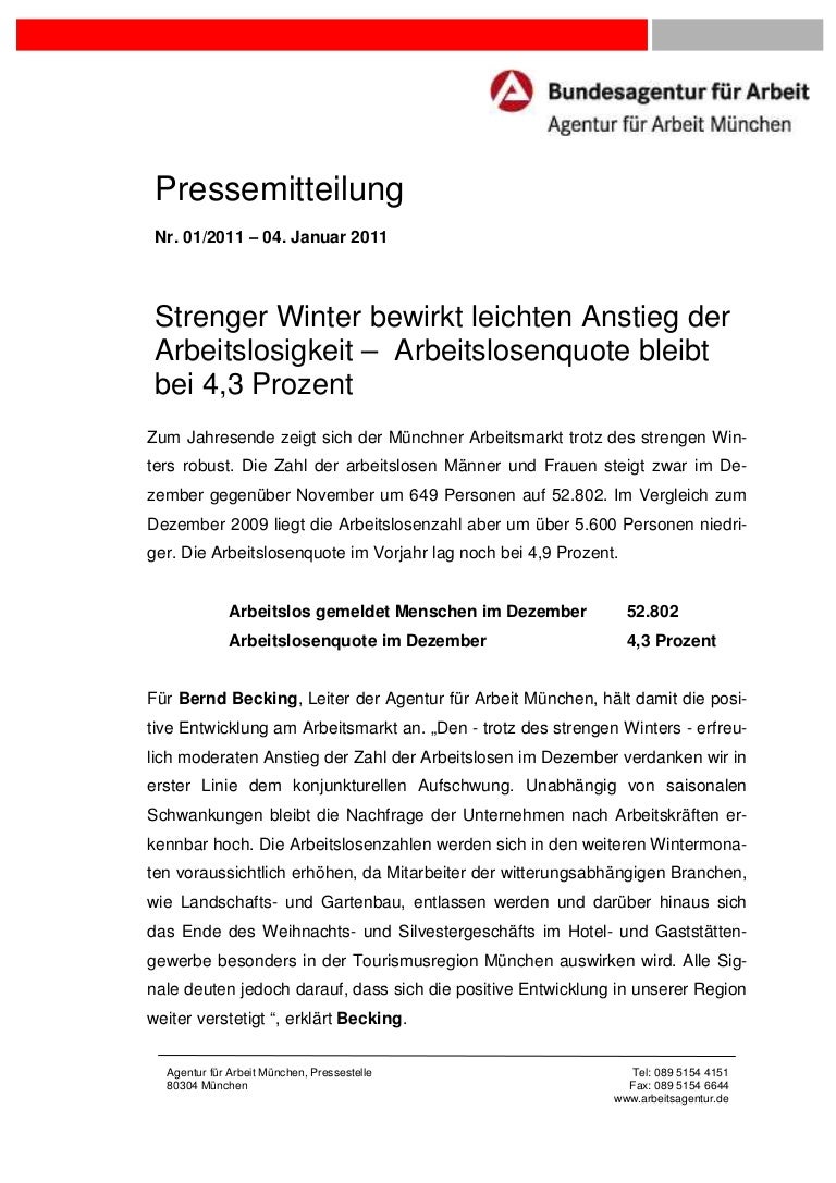 Pm Nr 01 Arbeitsmarktbericht Dezember 10 Doc Pdf