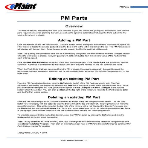 Pm Parts