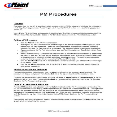 Pm Procedures