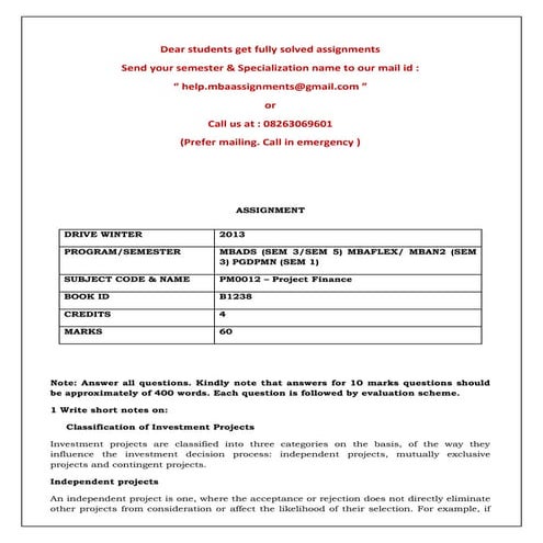 Pm0012 – project finance