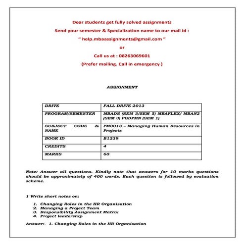 Pm0013 – managing human resources in projects