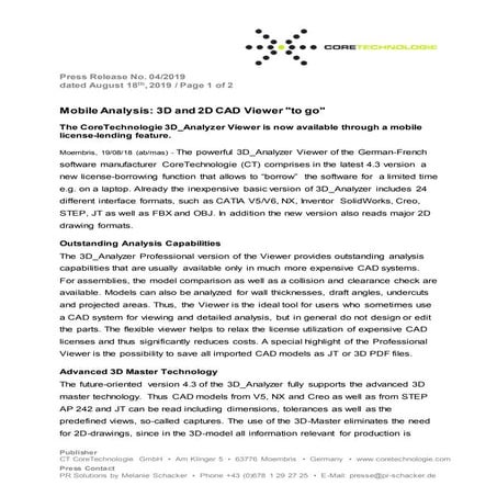 CT News: Mobile Analysis: 3D and 2D CAD Viewer "to go"