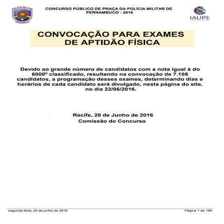 LISTA DOS APROVADOS NO CONCURSO DA POLÍCIA MILITAR DE PERNAMBUCO
