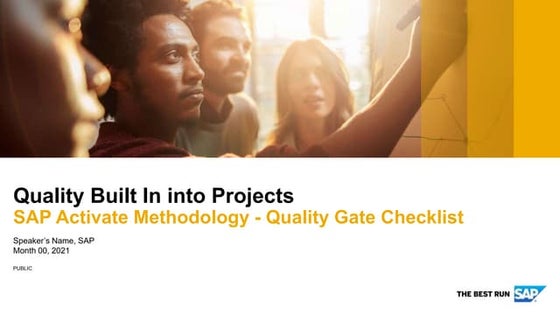 SAP Activate Methodology - Quality Gate Checklist | PPTX
