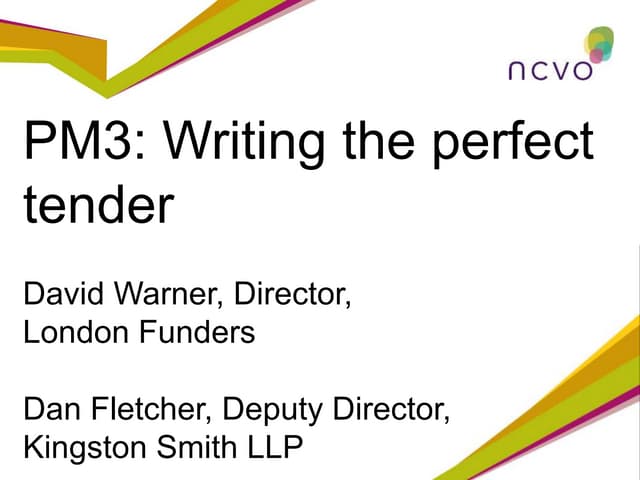 Writing the perfect tender