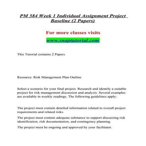 1 Assignment Objectives Introduction to Project Risk Managemen.docx