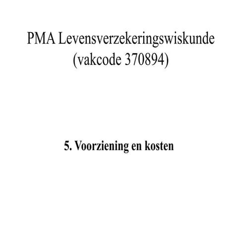 Voorziening en kosten