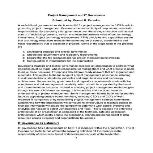 Pm And It Governance
