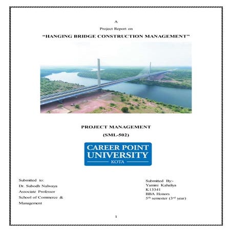 PROJECT MANAGEMENT - ASSIGNMENT ON BRIDGE CONSTRUCTION PLAYS A ROLE OF PROJECT MANAGER