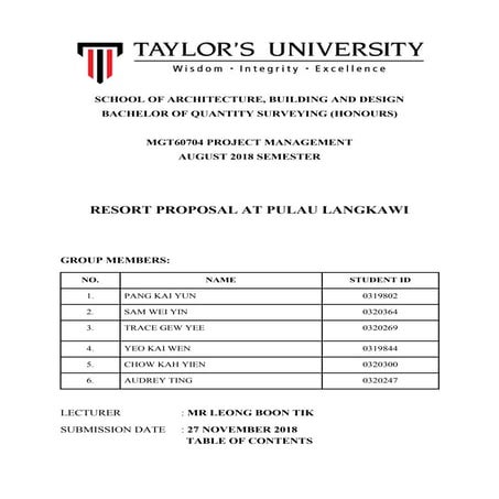 Assignment 2 - Resort Proposal at Pulau Langkawi