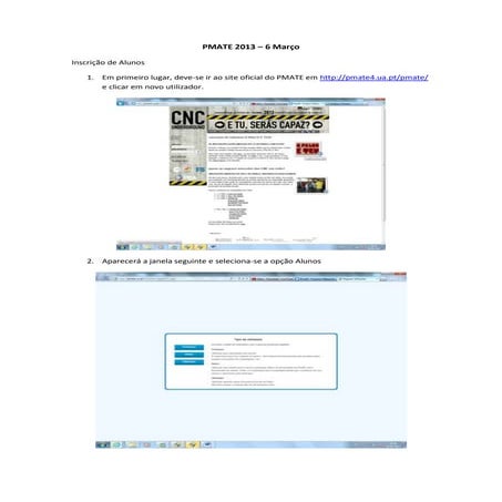 Pmate 2013   inscrição de alunos