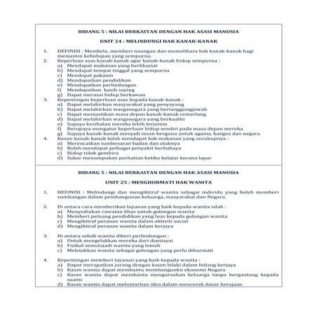 Nota Pendidikan Moral Ting.1 bagi Bidang 5 : Hak Asasi Manusia