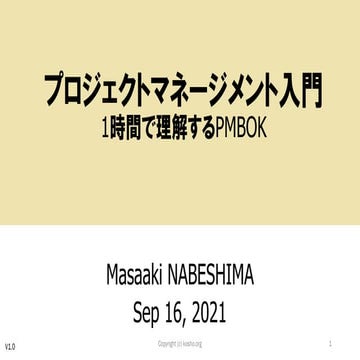 プロジェクトマネージメント入門：1時間で理解するPMBOK introduction to project management