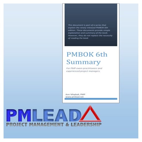 PMBOK 6th edition Guide Summary