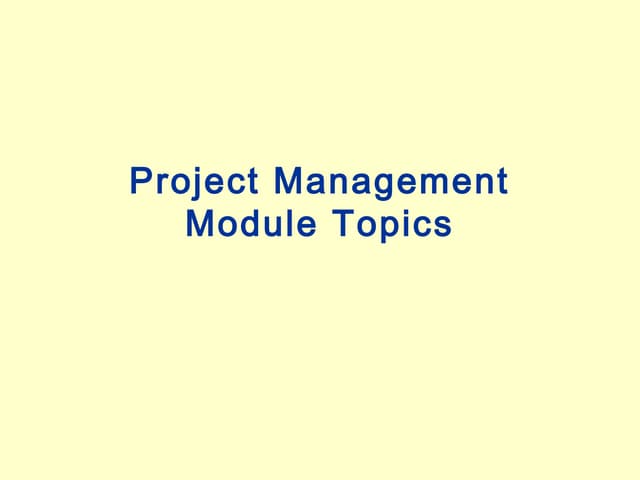Project Management - Introduction