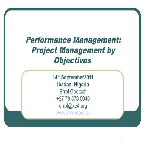 Project Management by Results / by Objectives