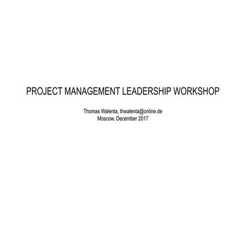 PM Coaching Workshop Leadership 2017 Moscow