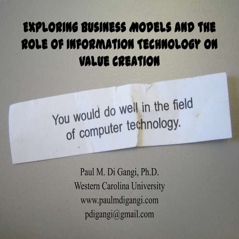 Lecture by Paul DiGangi_Value Creation