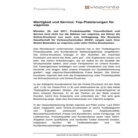 Pressemitteilung Testsieger Verbraucherumfrage