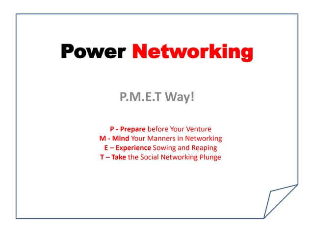 Power Networking Tips