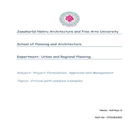 Critical path analysis examples project management | DOCX