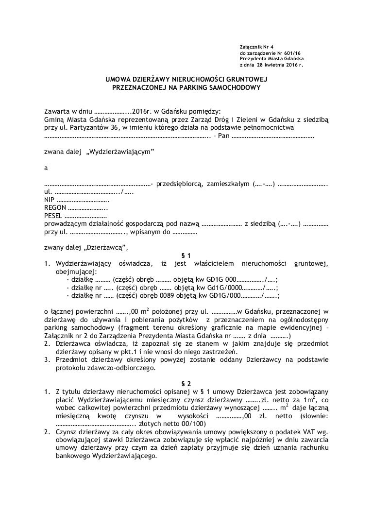 Umowa dzierżawy parkingów przy plażach w Gdańsku