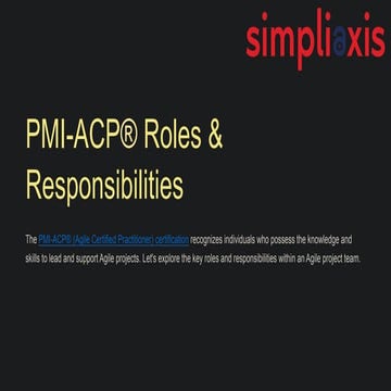 PMI-ACP® PMI Agile Certified Practitioner (PMI-ACP)® Roles & Responsibilities