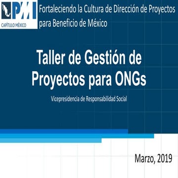 Taller de introducción a la gestión de proyectos para ONGs | PPTX