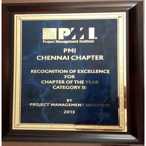 PMI Chennai Chapter Global Award of Excellence 2013 at PMI Global Congress, New Orleans