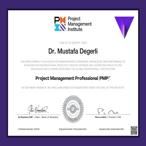 Dr. Mustafa Degerli - PMI PMP Certification