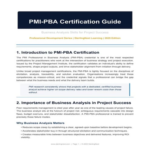 PMI-PBA Certification Guide: Business Analysis Skills for Project ...