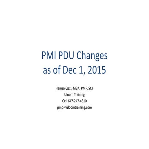 PMI PDU Changes
