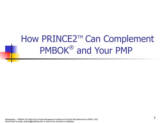 PMBOK®  Vs PRINCE2®