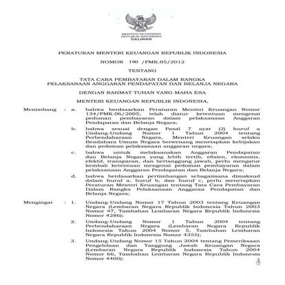 PMK No.190/PMK.05/2012 