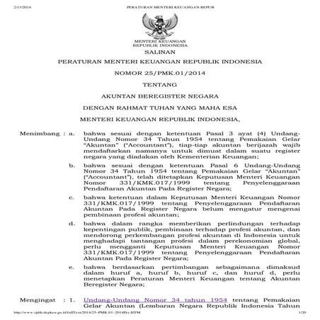Pmk 252014 akuntan beregister negara