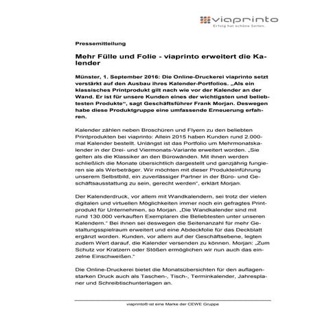 Pressemitteilung Kalender