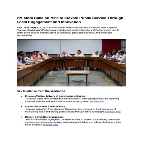 PM Modi Calls on MPs to Elevate Public Service Through Local Engagement ...