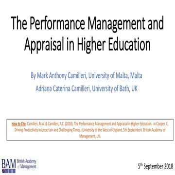 The Performance Management and Appraisal in Higher Education | PPTX
