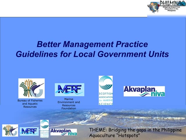 Better Management Practices for good aquaculture plannimng and management by ...