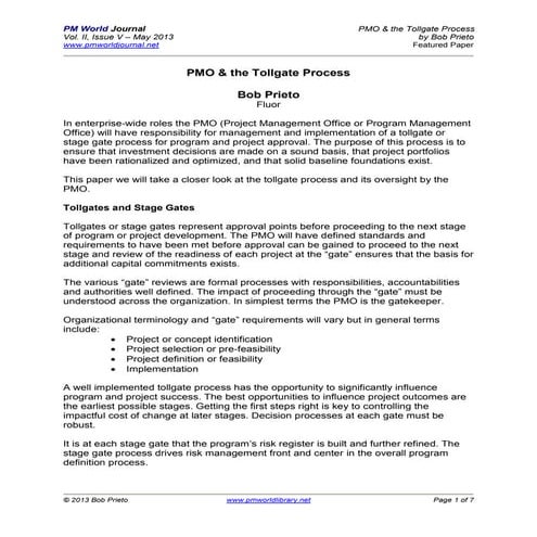 PMO and Tollgate Process 
