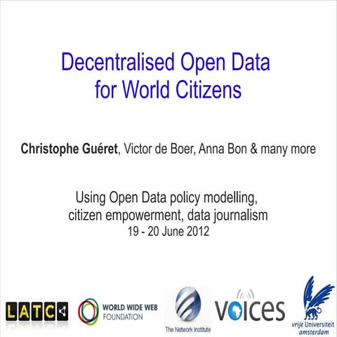 Decentralised Open Data  for World Citizens