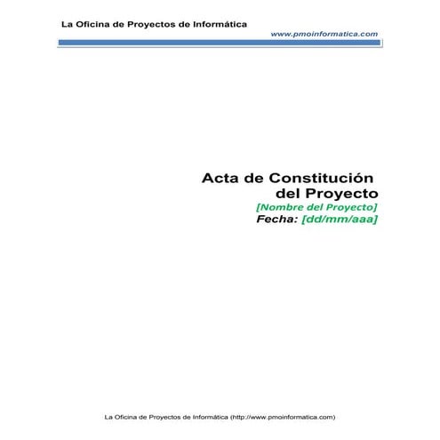 Pmo informatica plantilla acta de proyecto | DOC