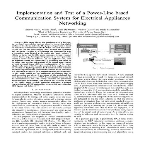  Implementation and Test of a Power-Line based Communication System for Elect...