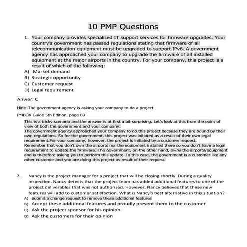 Pmp exam q&a